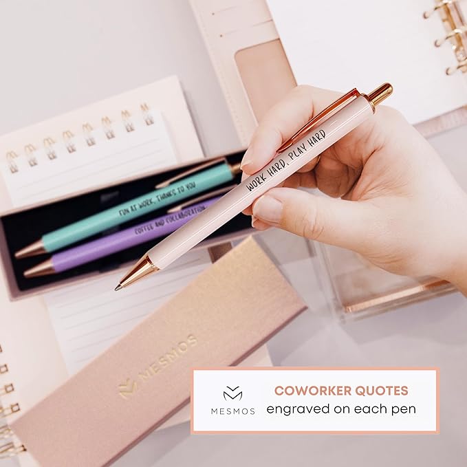 MESMOS 3pk Fancy Pen Set, Thank You Coworker Gifts for Women, Appreciation Gifts for Coworkers Female, Work Besties Women, Going Away Farewell Birthday Gift