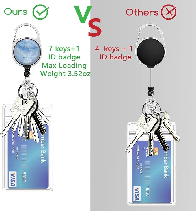 Blue Marble Lanyards for Id Badges, Cute Badge Reel Heavy Duty with Carabiner Clip, Fashionable ID Badge Holder with Breakaway Lanyard, Teacher Nurse Office Gifts