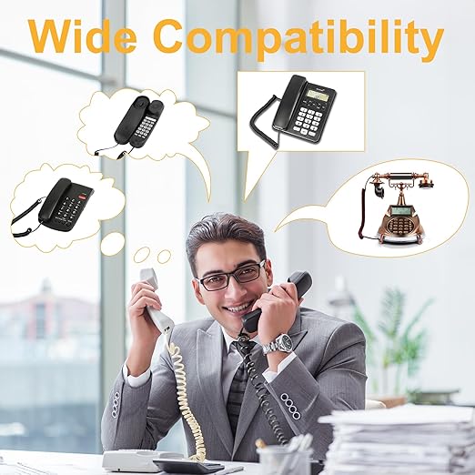 Uvital 16FT Telephone Cords for Landline Phones(Coiled Length: 2FT), 1 Pack RJ9 Cream Phone Line Cord, Telephone Handset Cord, 4P4C Plug Phone Cord for Landline