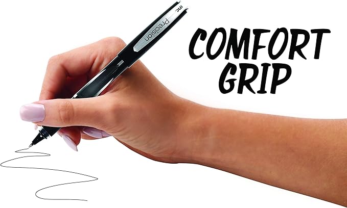 Inc. R2 Precision Rollerball Pens - 0.5 mm Ultra Fine-Point Pen Set With Comfort Grip for School, Office, Writing, and Journaling, 12 Pack, Black Ink