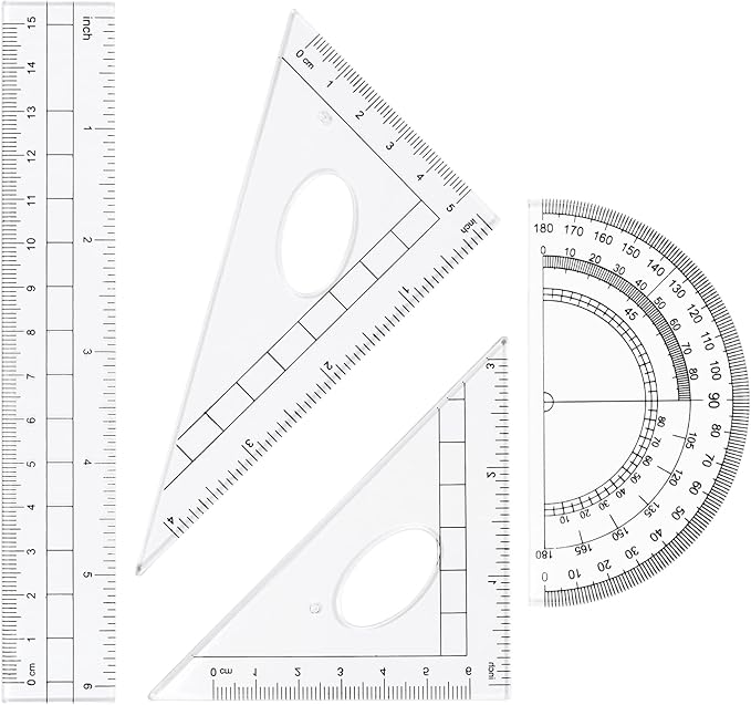 Math Geometry Kit Sets 10 Piece Student Supplies with Shatterproof Storage Box,Includes Rulers,Protractor,Compass,Eraser,Pencil Sharpener,Lead Refills,Pencil,for Drafting and Drawings(Blue)