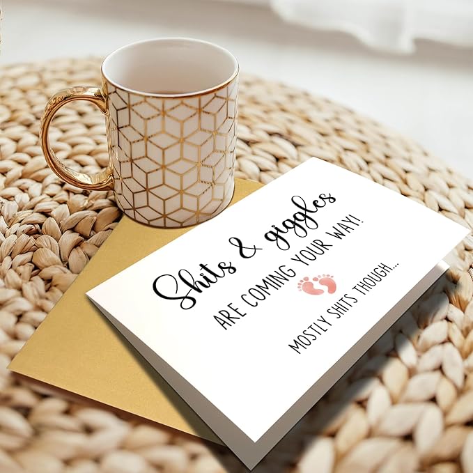 Funny Baby Shower Card for New Parents, New Baby Card for New Dad New Mom, Pregnancy Congratulations Card for Couple, Shits & Giggles Are Coming Your Way