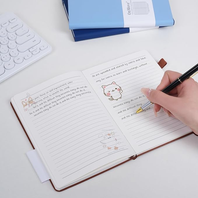 Lined Notebook Journal for Women Men 200 Pages A5 Hardcover Leather with Pen Holder College Ruled Journals for Work Note Taking Travel School Turquoise