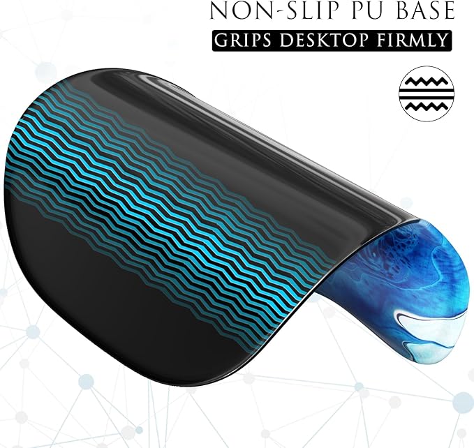 MROCO Ergonomic Mouse Pad with Gel Wrist Rest, Comfortable Mousepad with Smooth Wrist Support Surface and Non-Slip PU Base for Pain Relief, Computer, Laptop, Office & Home, 9.4 x 8.1 in, Blue Waves