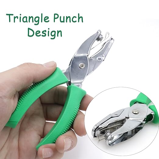 Handheld Triangle Hole Punch, 1/4 Inch Hole Size, Craft Paper Puncher, Single Pack, Ideal for DIY Projects and Office Use