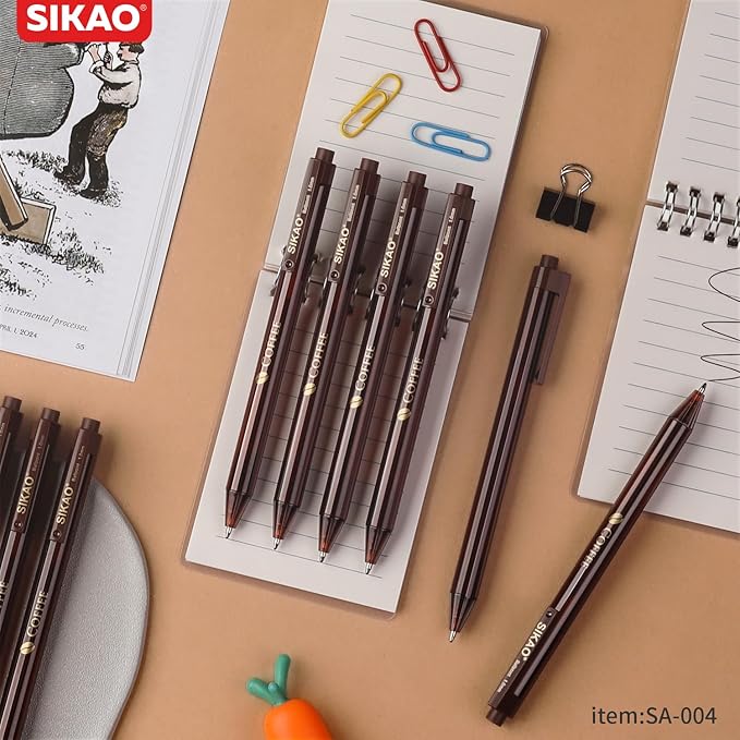 Pens Bulk, Coffee 60Pack Ballpoint Pens for Smooth Writing No Smear, Black Ink Medium Point 1.0mm, Retractable Click Server Pens, School Office Supplies (Black ink)