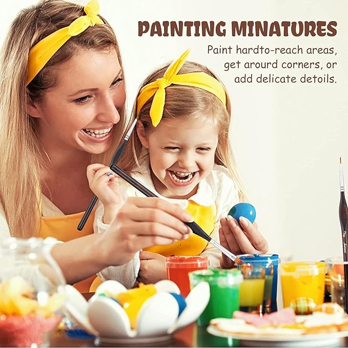 Miniature Paint Brushes, Fuumuui 11pcs Micro Detail Paint Brushes for Model, Citadel, Vallejo, DND, Paint by Numbers - Fine Paint Brush Set for Acrylic, Watercolor, Oil