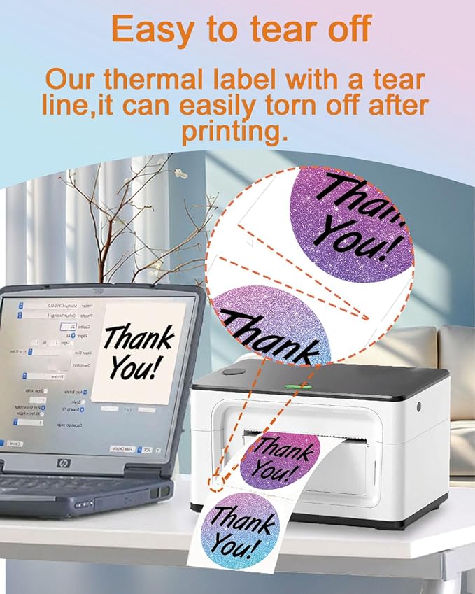 2inch Square Thermal Labels Self-Adhesive, 140 Sheets/Roll Printer Labels for Business and Home, Thermal Sticker for/Shipping/Packaging/DIY Logo Design/Thanks Card/Inventory