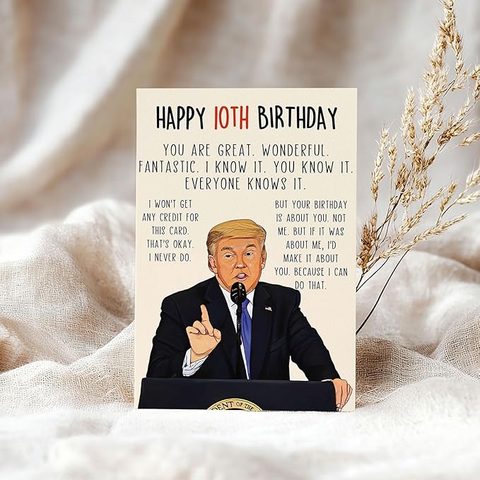 Funny 10th Birthday Card for Boys Girls, Humorous 10th Birthday Card Gift for Son Daughter, 10 Year Old Birthday Decoration for Niece Nephew