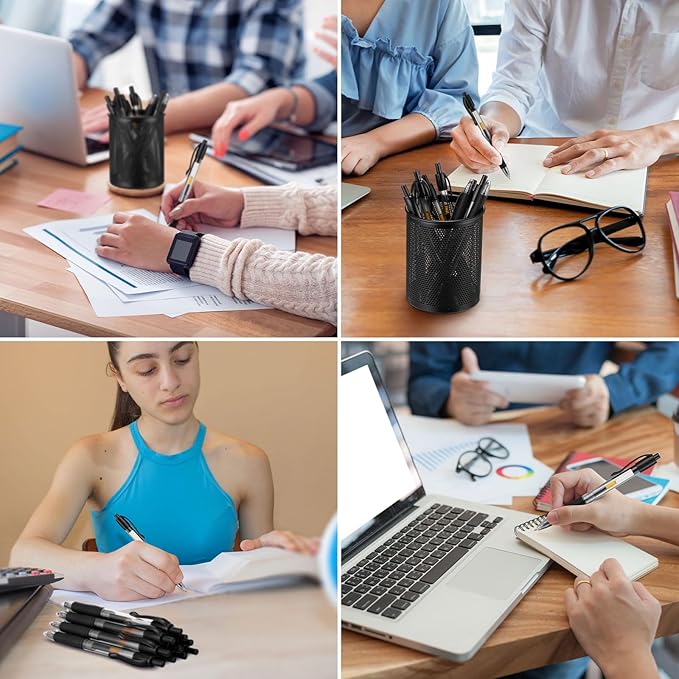 Jetec 300 Pcs Premium Gel Roller Pens Bulk, Fine Point 0.7 mm, Retractable Gel Ink Roller Ball Pens for Writing Journaling Taking Notes Office (Black)