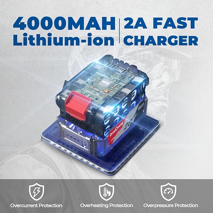 Dong Cheng 20V Brushless Impact Wrench, Max Torque 360 ft-lbs (488N.m), 1/2" with 3 Mode Speed, 2400 RPM Cordless Impact Gun, Includes 2 * 4.0Ah Battery and Charger, 4 Impact Sockets and Kit Bag