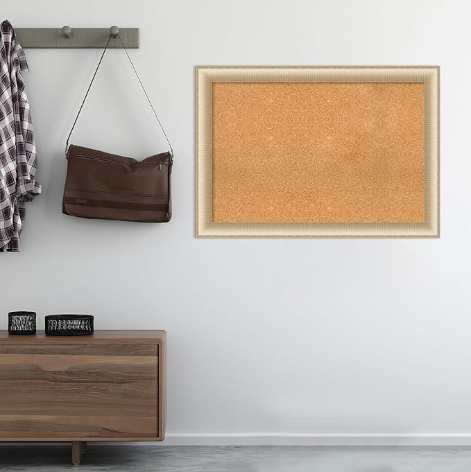 Amanti Art Natural Cork Board for Wall, 29x41 Vision Board with Gold Frame, Large Corkboard Office Decor for Home Organization, Casual Corkboard Pinboard to display items for home organization