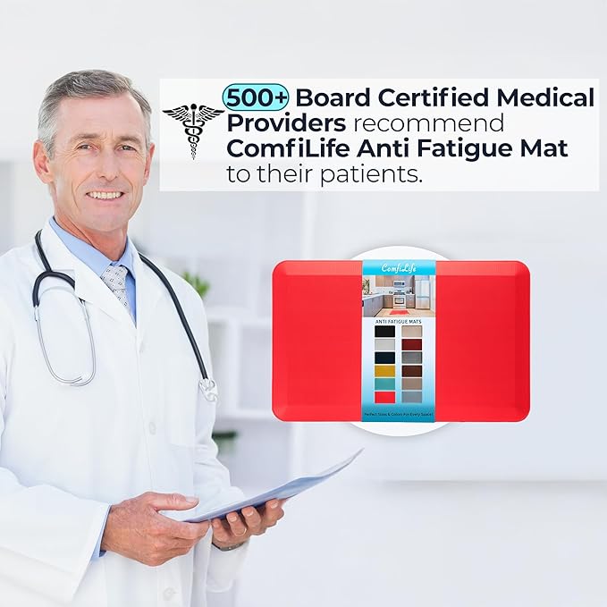 ComfiLife Anti Fatigue Floor Mat – 3/4 Inch Thick Kitchen Mats for Floor, Standing Desk Mat, Kitchen Rug – Comfort at Home, Office – Durable – Stain Resistant – Non-Slip (20" x 32", Scarlet Orange)