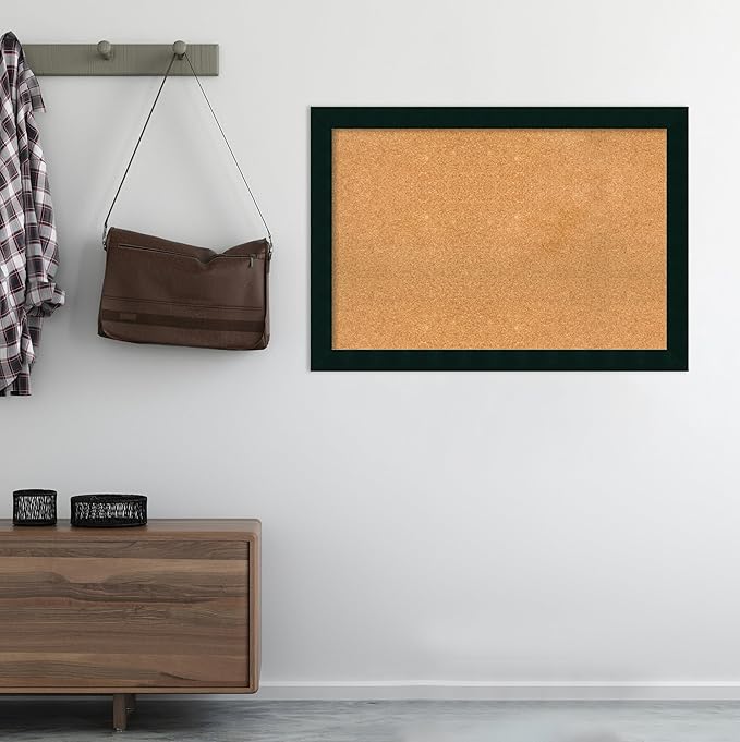 Amanti Art Natural Cork Board for Wall, 28x40 Vision Board with Black Wood Frame, Large Corkboard Office Decor for Home Organization, Modern Contemporary Corkboard Pinboard to display items for home