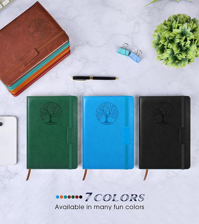 Lined Journal Notebook for Women Men,256 Pages A5 Hardcover Leather Journals for Writing,Travel,Business,Work & School,College Ruled Notebooks for Note Taking,Diary Notepad 5.7"×8.3" blue