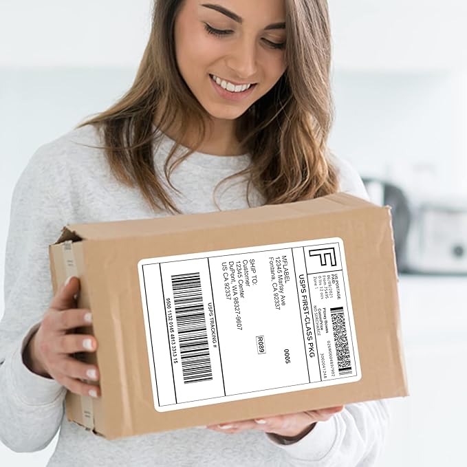 MFLABEL Full Sheet Sticker Labels, Address Labels, White Matte Label Paper, 8-1/2" x 11" Shipping Labels for Laser & Inkjet Printer (25 Labels, 25 Sheets)