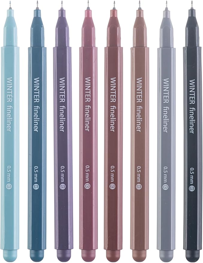 DIVERSEBEE Fine Tip Pens, 8 Bible Pens No Bleed Through, Assorted Fine Point Pens for Journaling, 0.5mm Fineliner Markers, Bible Study Journaling Supplies, Bible Accessories (Winter)
