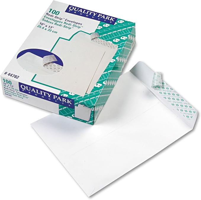 Quality Park 10 x 13 Catalog Envelopes with Redi-Strip Closure, 28 lb. White Wove, Great Option for Mailing, Storage and Organizing, 100 per Box (QUA44782)