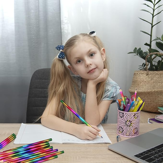 GOLDGE 40pcs Rainbow Pencils (NOT pre-sharpened), 4 Color in 1 Rainbow Colored Pencils for Kids, Art Supplies, Coloring Pencils, Gifts for Students