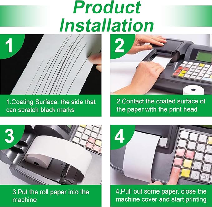 Thermal Paper Rolls 2.25 x 50 ft, 5 Rolls Credit Card Paper Thermal 2 1/4" x 50', Premium Receipt Papers Fits All 58mm Mini POS Thermal Printers