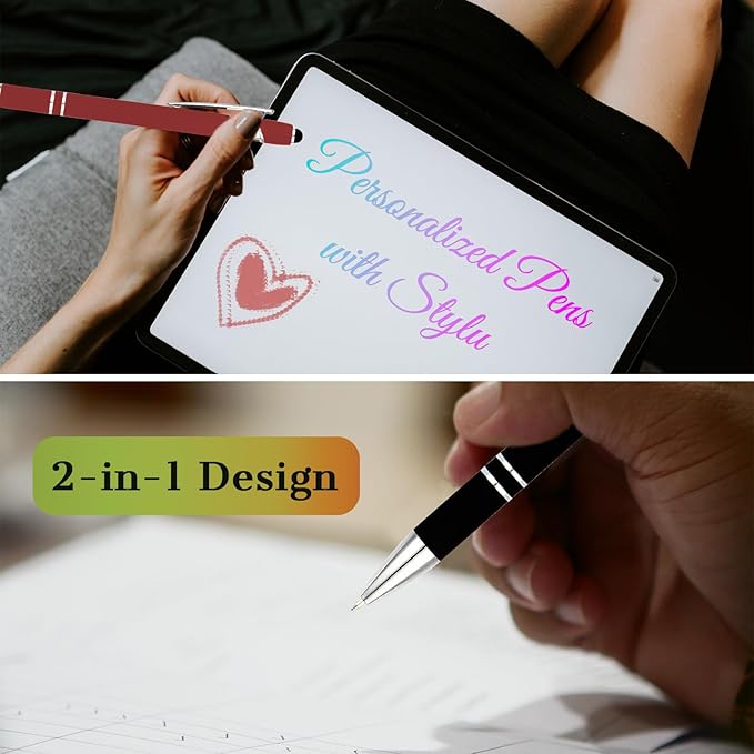 Personalized Pens with Name Logo or Message, Up to 1200 pcs Bulk Custom Metal Ballpoint Pen with Black Ink Customized Gift for Business, Graduation and Promotions (Black)