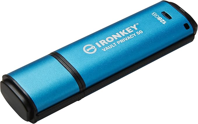 Kingston IronKey Vault Privacy 50 128GB Encrypted USB | FIPS 197 | AES-256bit | BadUSB Attack Protection | Multi-Password Options | IKVP50/128GB