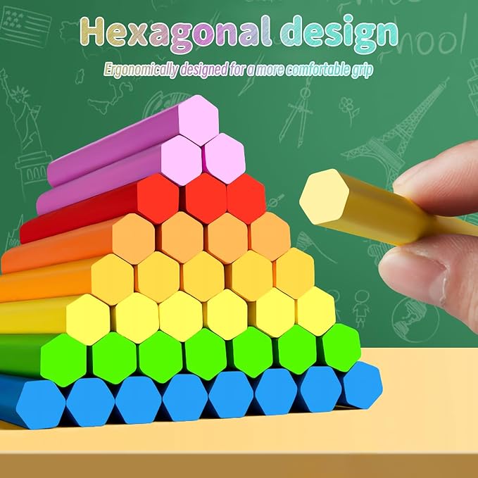 72PCS Washable Sidewalk Chalks Set, 36 Colors Non-Toxic Chalk Paint Bulk for Kids, Oversized Colored Chalk for Painting on Chalkboard, Chalk Pavement and Outdoor Art Play