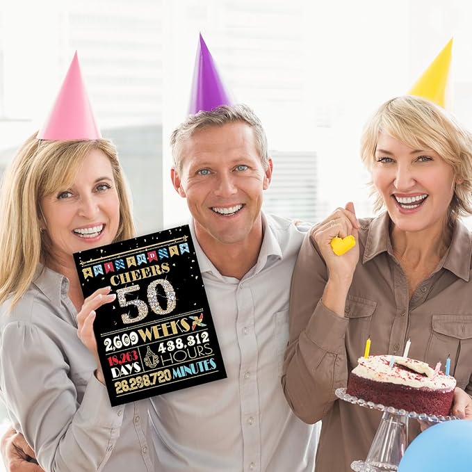 50th Birthday Card, 50th Birthday Gifts for Women Men, 50th Birthday Decorations for Him Her, Back in 1975 Birthday Card, Black Gold