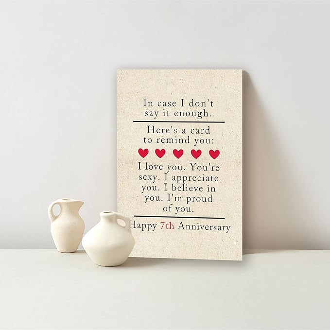 7th for Him & Her - Happy Anniversary Card for Couple