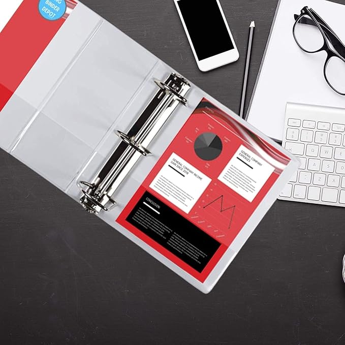 3 Ring Binders, 6 Inch D Ring Heavy Duty Large Binder with Pockets for 8.5" x 11" Sheet Size, Durable Non-Stick Customizable Clear View Cover (White)