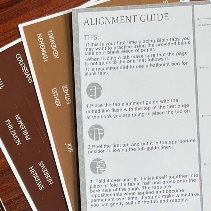 Thinkor Reposition Bible Tabs, Large Print Lanimated Stickers, Easy to Read and Apply Bible Tabs for Women and Man (Four Brown)