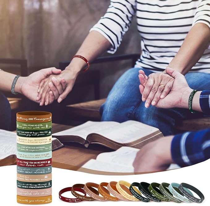 Unittype 240 Pcs Christian Silicone Bracelets Bulk Scripture Gifts Bible Verse Rubber Wristbands Religious Church Gifts for Women Men Party Favors Birthday Easter Baptism Gifts(Retro Color)