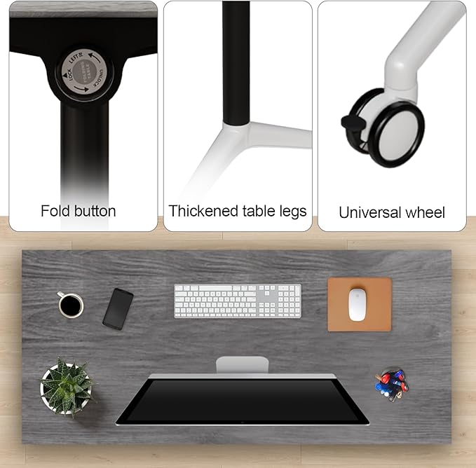 Folding Conference Table, Modern Large Conference Room Tables with Flip-Top Design, Foldable Conference Table Meeting Table with Wheels, Mobile Seminar Training Tables for Office Classroom (8, Oak)