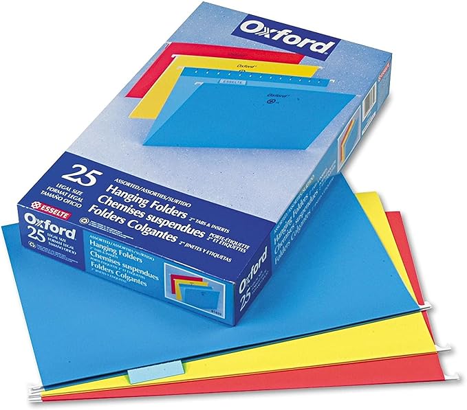 Pendaflex Recycled Hanging Folders, Legal Size, Assorted Colors, 1/5 Cut, 25/BX (81632)