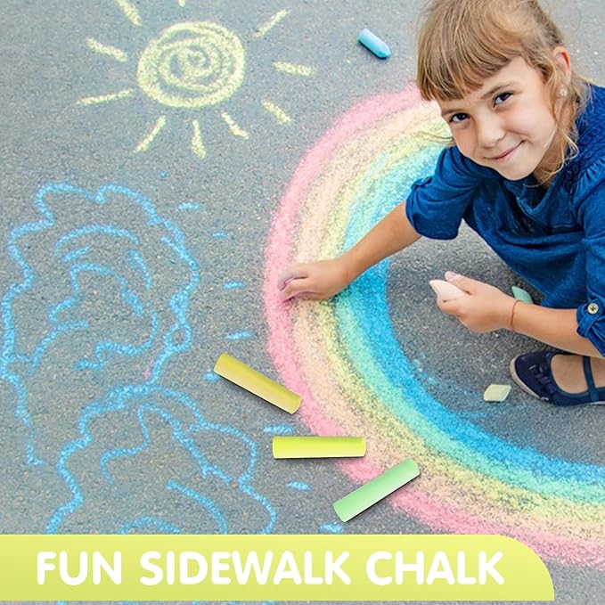 50 Pack Washable Sidewalk Chalks for Kids Non-Toxic Jumbo Chalk for Outdoor Art Play, Colored Chalk for Painting on Chalkboard, Blackboard and Playground