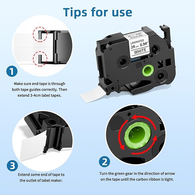 Airmall TZe-251 Compatible with Brother Label Maker Tape 24mm .94 White Replacement for Brother P-Touch Label Tape TZe251 TZ-251 Black on White 1 Inch for PT D610BT D600 700 P710BT PTP750W, 4-Pack