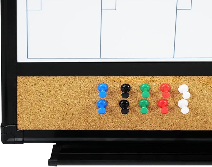 JILoffice Magnetic Calendar Whiteboard & Bulletin Corkboard Combination, Combo Board 36 x 24 Inch, 2 Pack, Black Aluminum Frame Wall Mounted Board for Office Home and School with 10 Push Pins