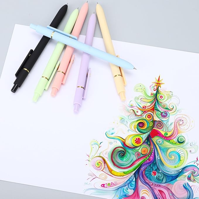 Ddaowanx Colorful Gel Pens, 0.5mm Fine Point Retractable, Cute Pens with Colored Writing and Sketching, Nursing School Essentials,School Supplies, Gifts for Nurse (12Pcs-Aesthetic Colors)