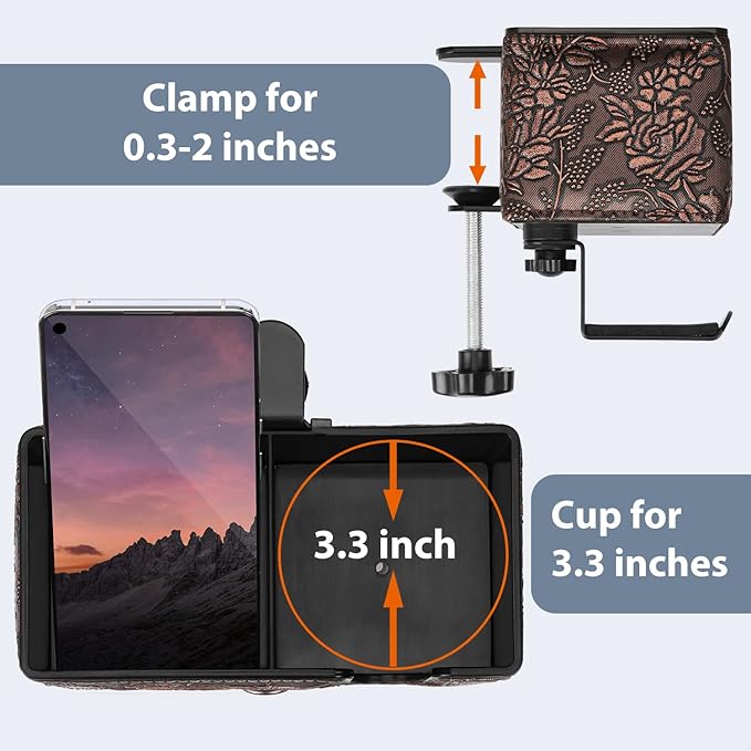 Desk Cup Holder Clip on Pen Holder Headphone Hanger Headset Stand Rotatable Clamp Hook Under Desk (Golden)