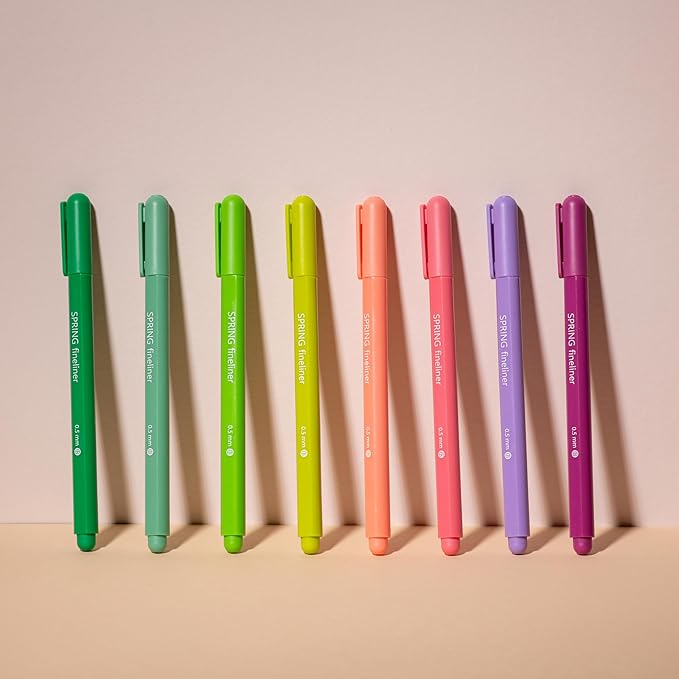 DIVERSEBEE Fine Tip Pens, 8 Bible Pens No Bleed Through, Assorted Fine Point Pens for Journaling, 0.5mm Fineliner Markers, Bible Study Journaling Supplies, Bible Accessories (Spring)