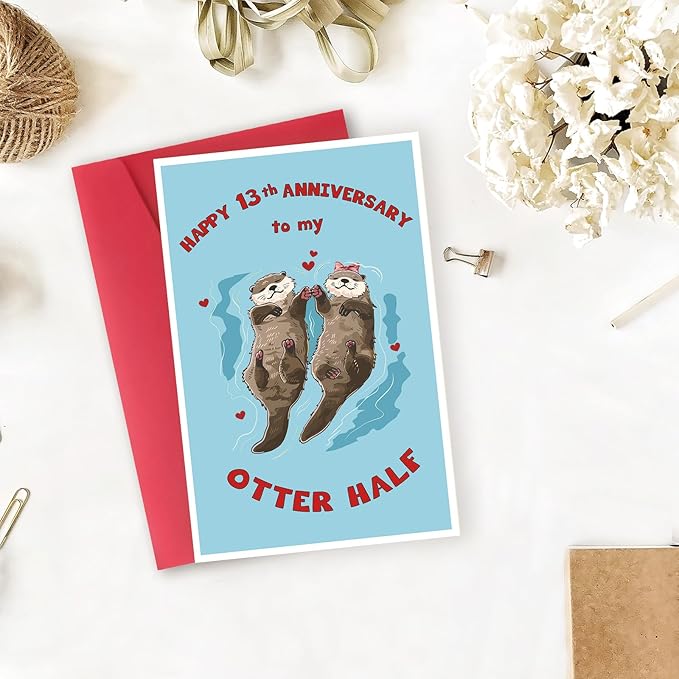 Romantic 13th Anniversary Card for Wife, Husband,Boyfriend,Girlfriend,Funny 13 Year Anniversary Card for Him Her,Gifts Idea for Dad Mom Couple Wedding Anniversary