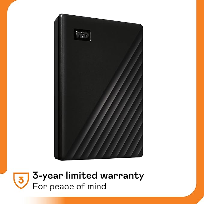 WD 4TB My Passport, Portable External Hard Drive, Black, backup software with defense against ransomware, and password protection, USB 3.1/USB 3.0 compatible - WDBPKJ0040BBK-WESN