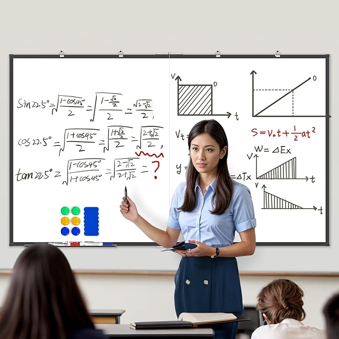 Large Whiteboard, Double Magnetic White Board for Wall, Dry Erase Whiteboard for Office Home & School (Black, 60x36 inch)