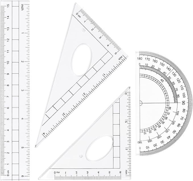 Math Geometry Kit Sets 10 Piece Student Supplies with Shatterproof Storage Box,Includes Rulers,Protractor,Compass,Eraser,Pencil Sharpener,Lead Refills,Pencil,for Drafting(Pink)