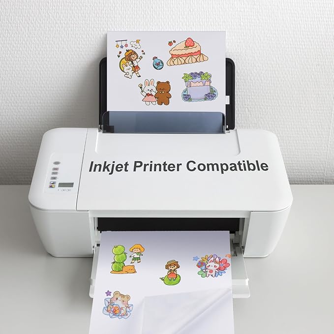 Washi Paper Sticker Paper White Printable Multipurpose Copy Paper Inkjet Printer Compatible Full Sheet Letter Size Labels(30 Pcs,8.5 x 11 Inches)
