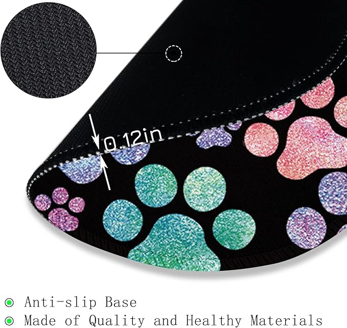 Cat Paw Round Mouse Pads for Desk, Funny Small Mousepad for Laptop Gaming, Stitched Edge Non-Slip Rubber Base, Cute Home Office Decor Desk Accessories Office Supplies Gift for Women Teen Girls