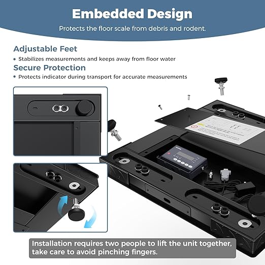 24"x24" Industrial Floor Scale, Precision Pallet Scale with Digital Indicator, Heavy Duty Weighing Scale for Floor Bench Office Weight Weighing, 2500 lb x 1 lb, Black