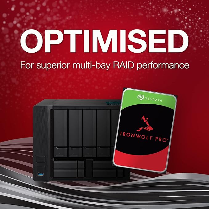 Seagate IronWolf Pro, 12 TB, Enterprise NAS Internal HDD –CMR 3.5 Inch, SATA 6 Gb/s, 7,200 RPM, 256 MB Cache for RAID Network Attached Storage (ST12000NT001)