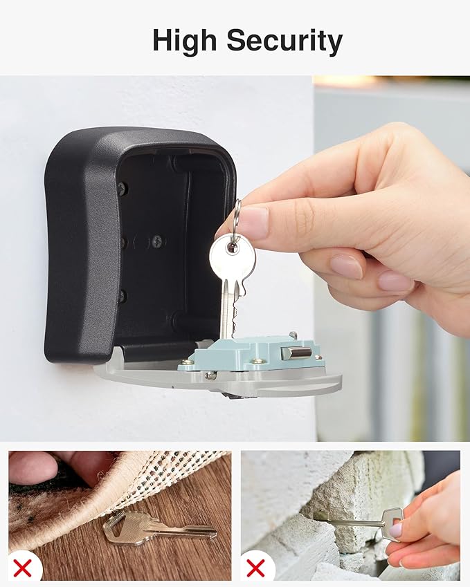 Puroma Key Lock Box Combination Lockbox Wall-Mounted Key Storage Box for House Keys, Resettable Code Safe Security Lock Box for Home, Office, Garage, Apartment Spare Key Storage (1 Pack, Grey)