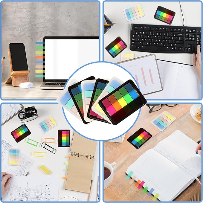 600 Pieces Sticky Index Tabs Page Flags, ALOTCHE Transparent Sticky Notes with Box Book Sticky Tabs for Annotating Books Page Marks Bookmarks Classify File